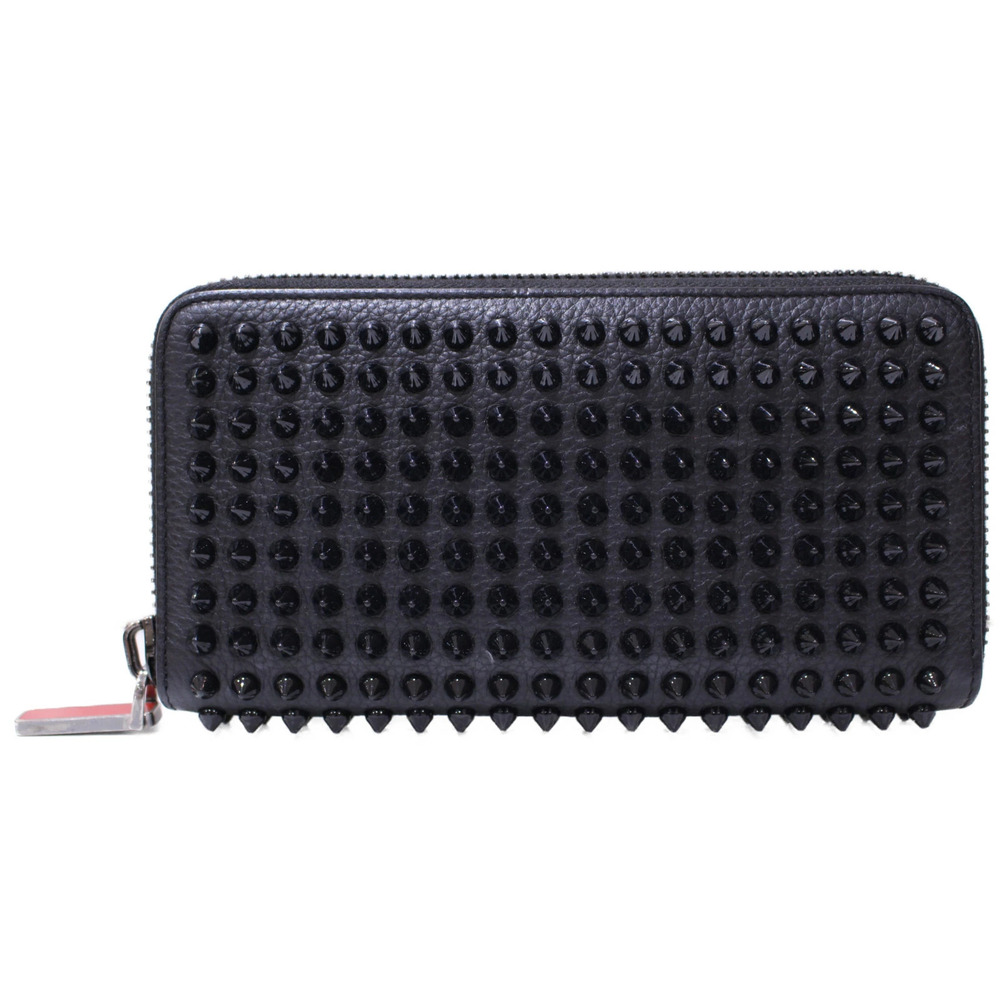 Christian LOUBOUTIN Panettone Wallet Leather Black Red Studs Long